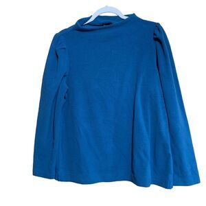 Talbots Womens Size Large Petite Blue Mock Neck Pullover Sweatshirt